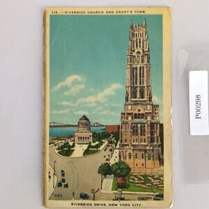 Vintage Linen Postcard 1930s Riverside Church & Grant's Tomb New York City